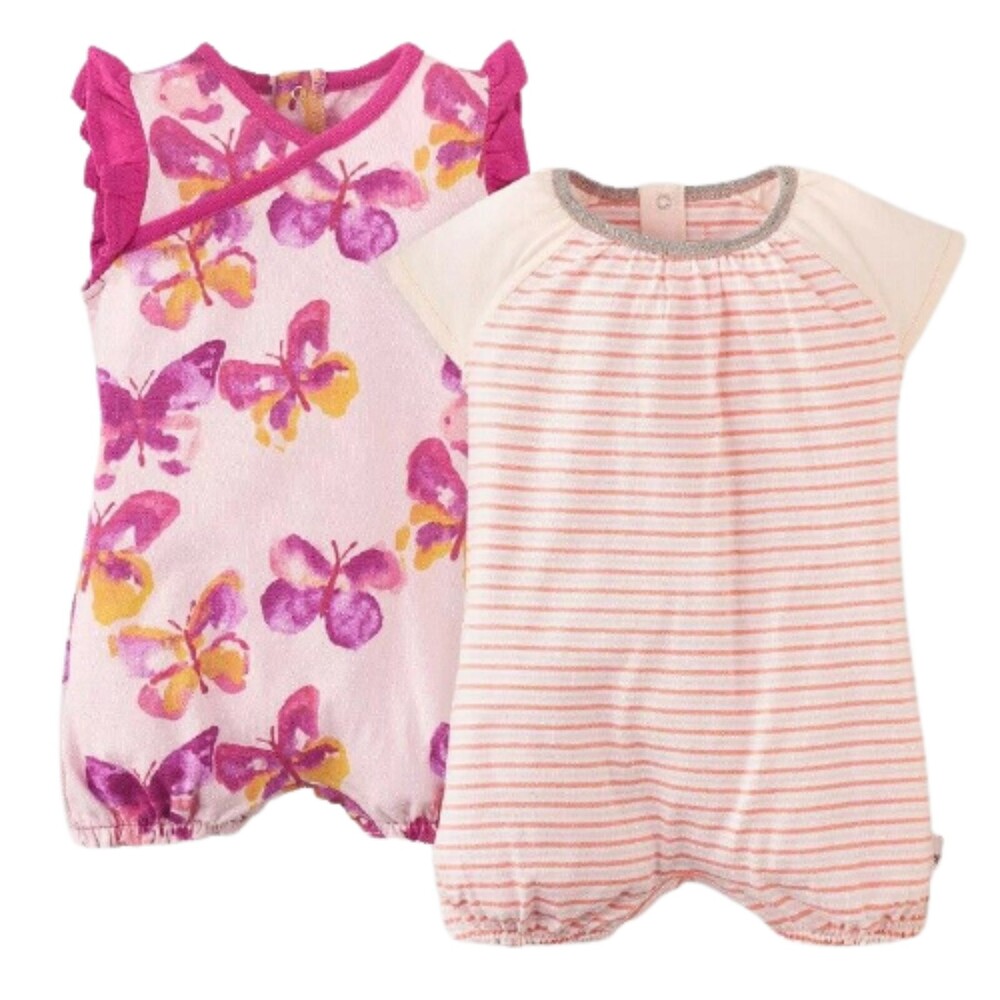 Burt's Bees Baby 2pk Butterflies Awaken Bubble Set Cranberry Red 3-6 Months